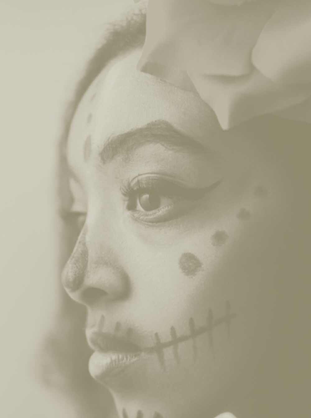 woman with catrina face paint