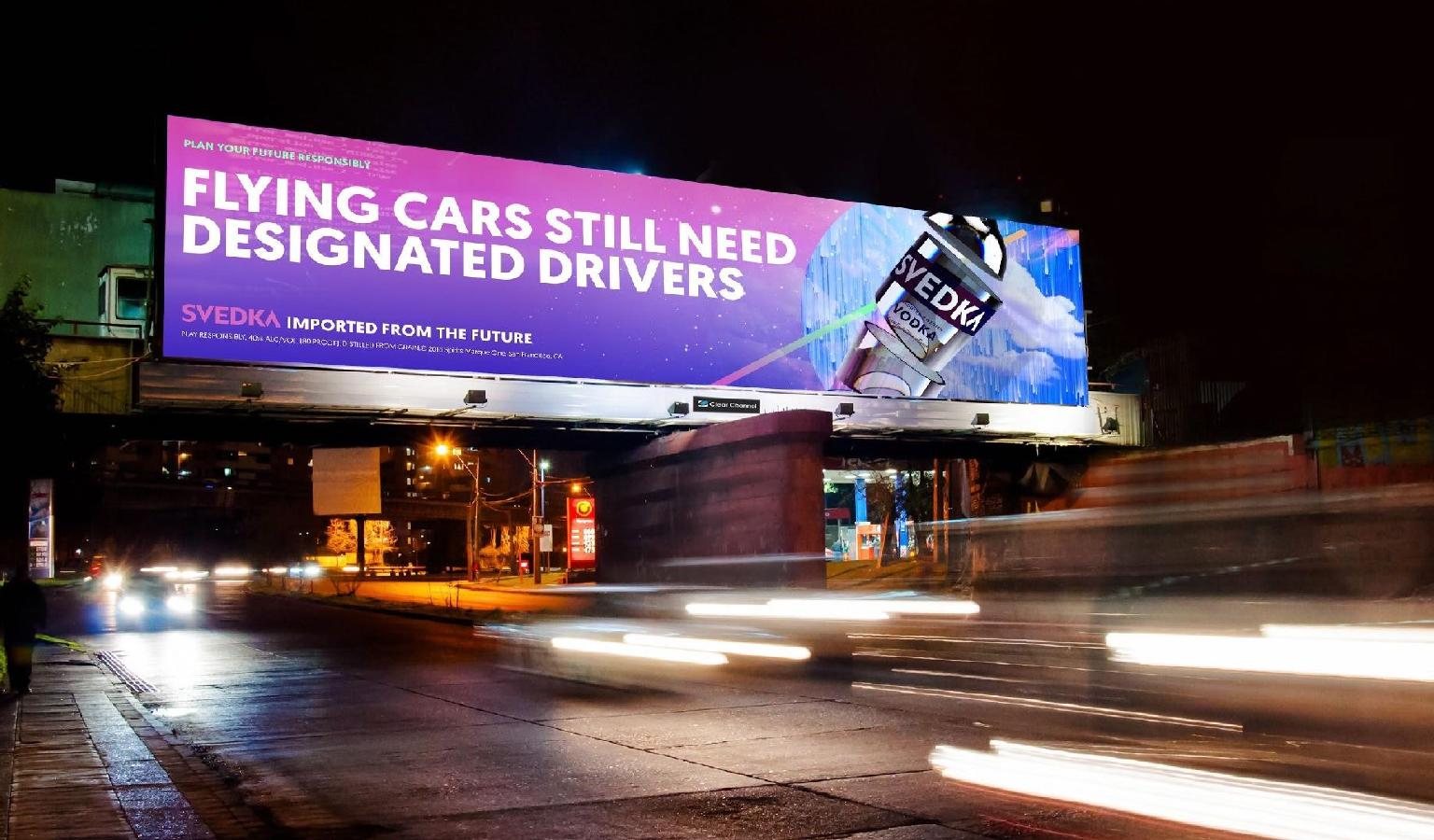 billboard: flying cars still need designated drivers